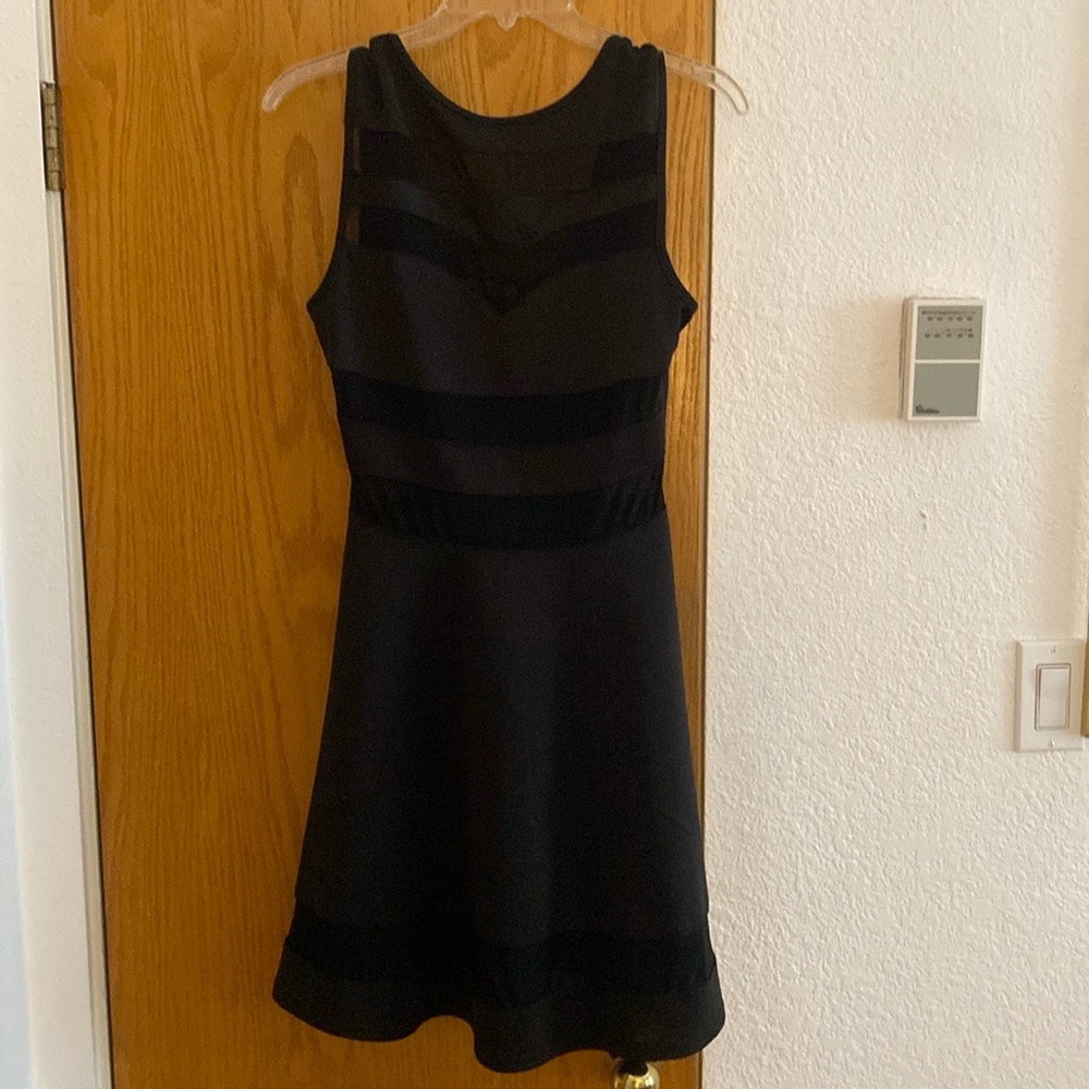 Women’s ZEAGOO small black dress going out polyester/spandex transparent windows